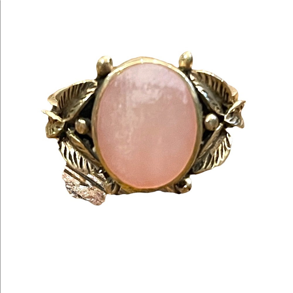 Vintage sterling silver 925 ornate  Pearl ring leaves Mother Of Pearl - Picture 2 of 3